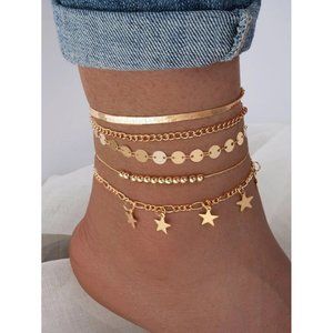 Gold Star Charm Anklet 5 pieces